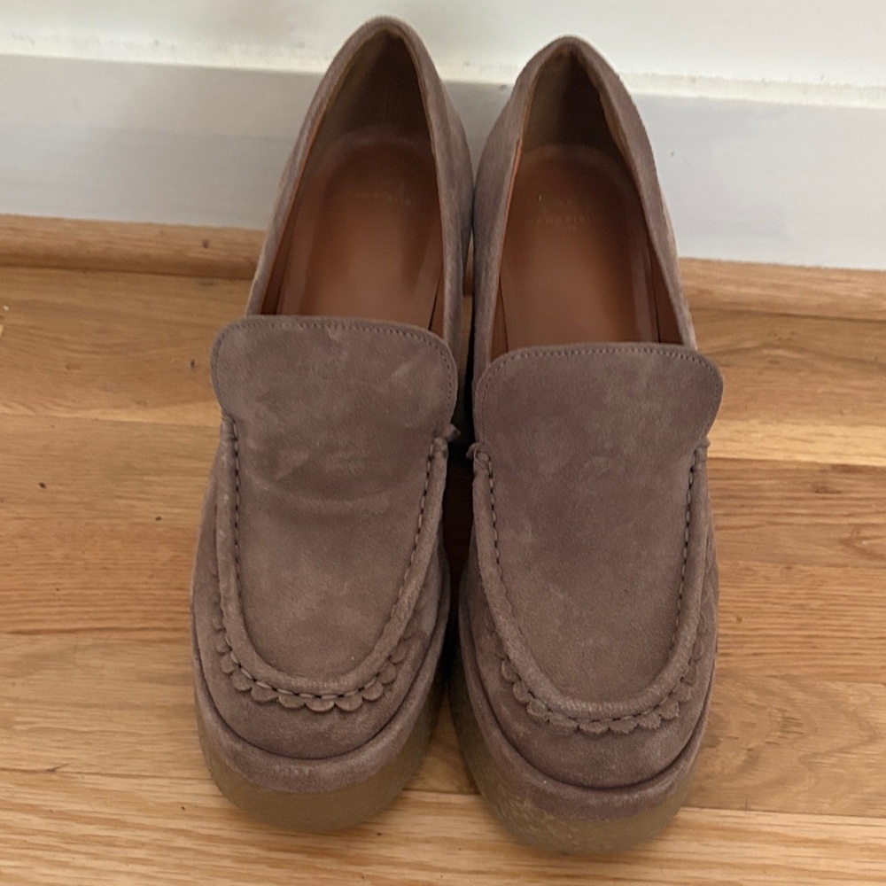 Marc Fisher Taupe Suede Platform Loafers 9